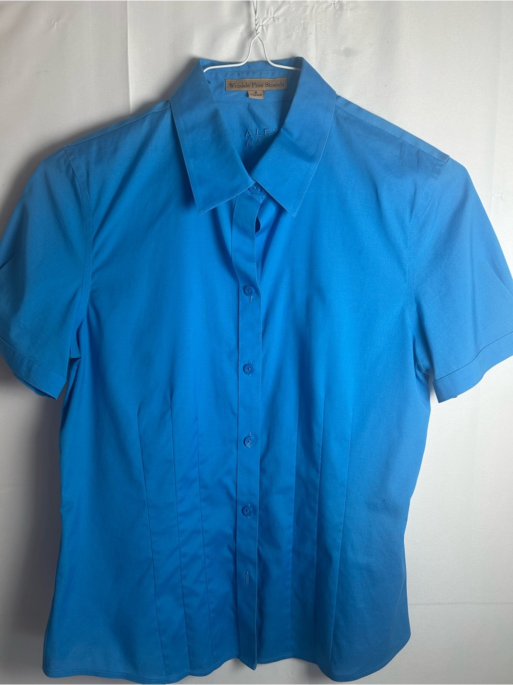 Alex Marie Bright Blue Short Sleeve Button Down Blouse